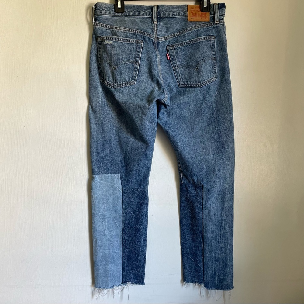 Levis 501 Patchwork Raw Hem Jeans - image 5